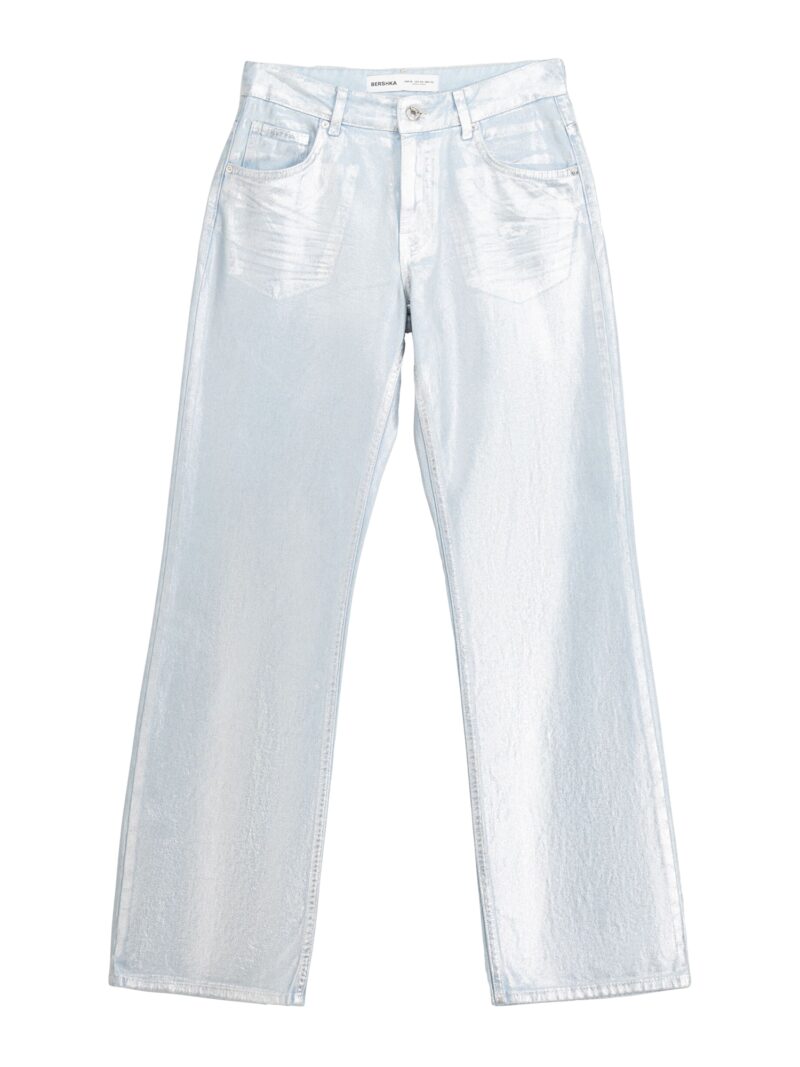 Bershka Jeans  albastru pastel / argintiu