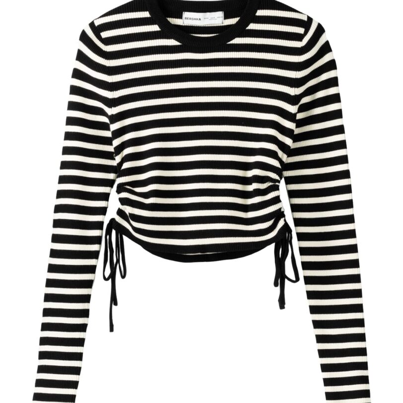Bershka Pulover  negru / alb