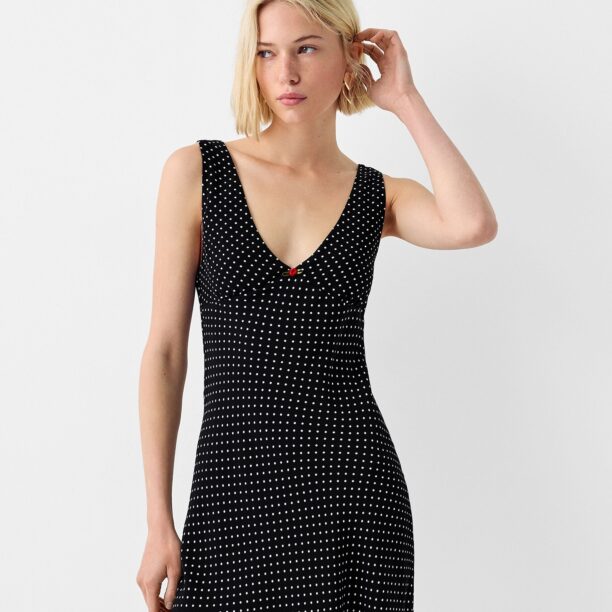 Bershka Rochie de vară  roșu / negru / alb