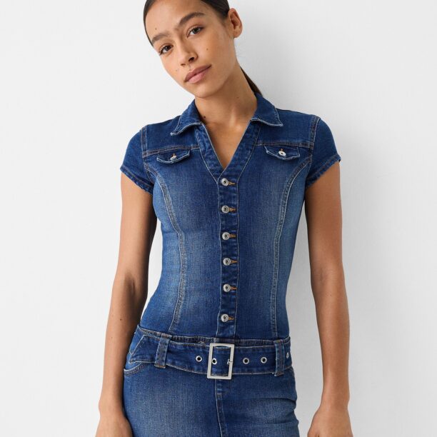 Bershka Rochie tip bluză  albastru denim