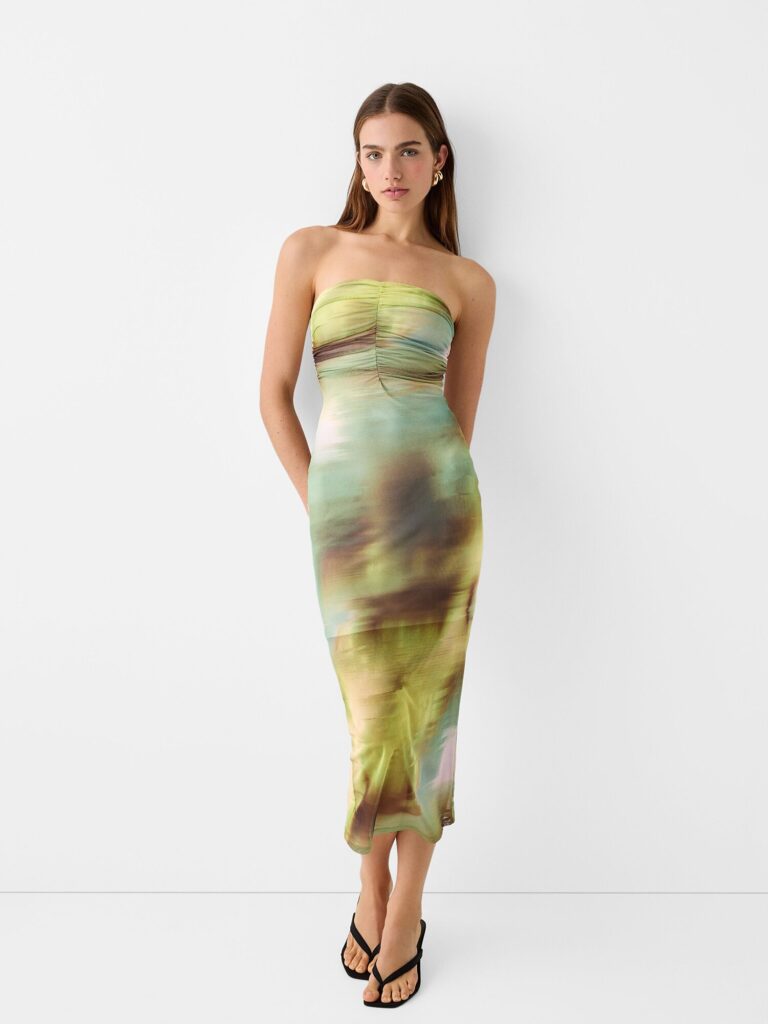 Cumpăra Bershka Rochie  verde / oliv / verde deschis / verde închis