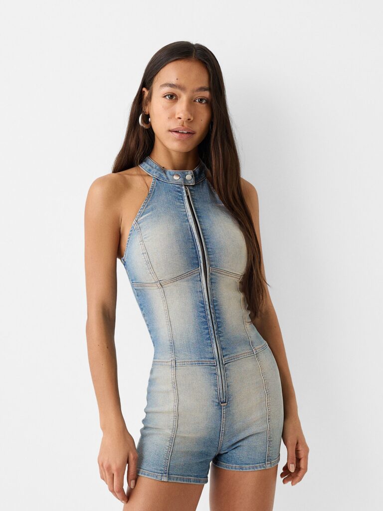 Bershka Salopeta  albastru denim