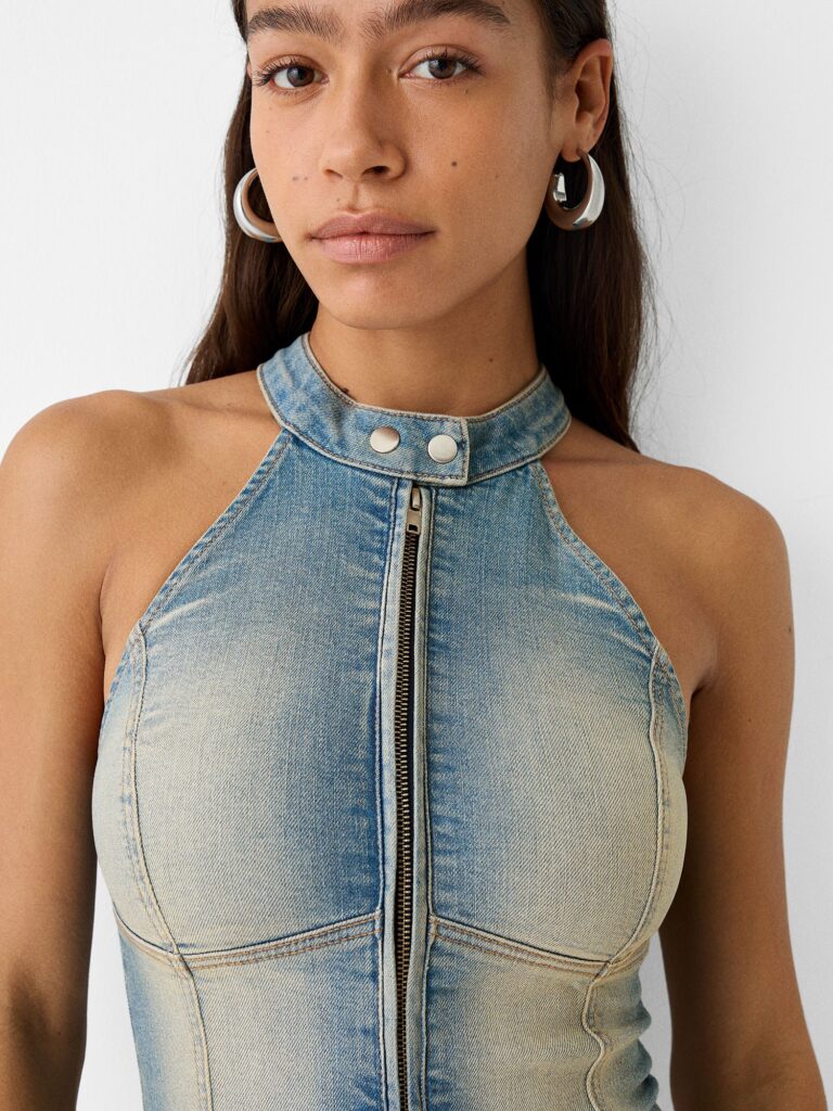 Original Bershka Salopeta  albastru denim