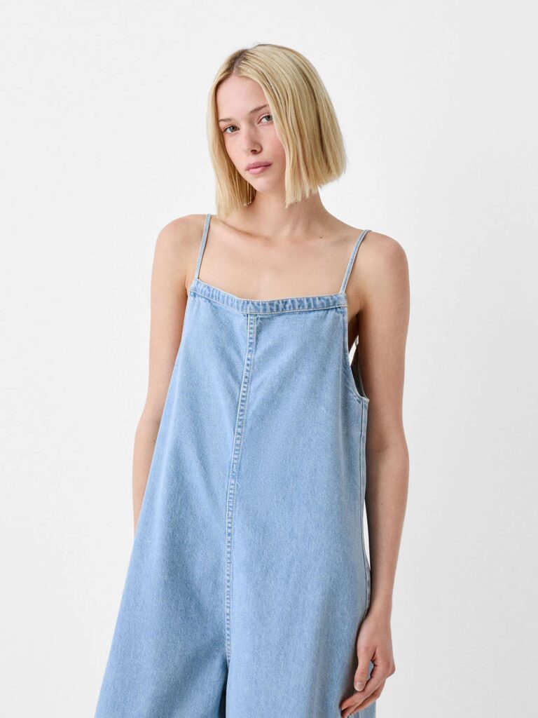 Bershka Salopeta  albastru denim