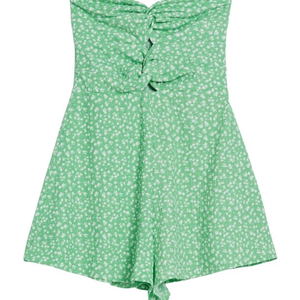 Bershka Salopeta  verde deschis / alb