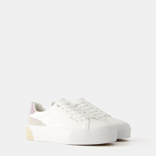 Bershka Sneaker low  bej deschis / mov liliachiu / alb preţ