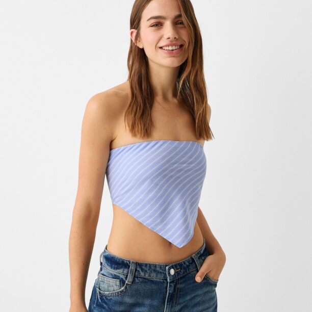 Bershka Top  albastru regal / alb murdar