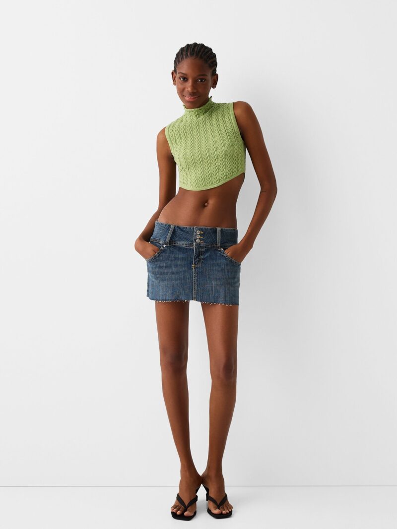 Cumpăra Bershka Top brodat  verde deschis