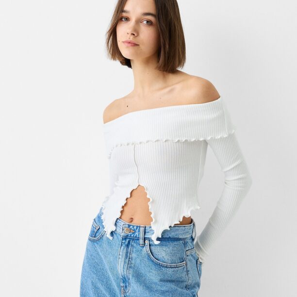 Bershka Tricou  alb murdar