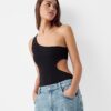 Bershka Tricou body  negru