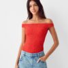 Bershka Tricou body  roșu