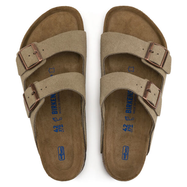 Birkenstock Arizona Soft Footbed Suede Leather Taupe Narrow Fit preţ