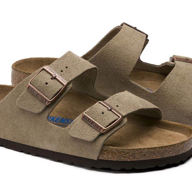 Cumpăra Birkenstock Arizona Soft Footbed Suede Leather Taupe Narrow Fit