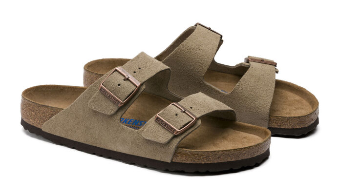 Cumpăra Birkenstock Arizona Soft Footbed Suede Leather Taupe Narrow Fit