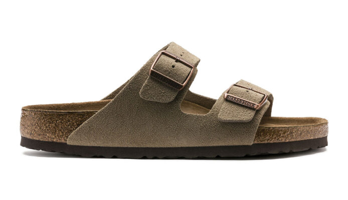 Preţ Birkenstock Arizona Soft Footbed Suede Leather Taupe Narrow Fit