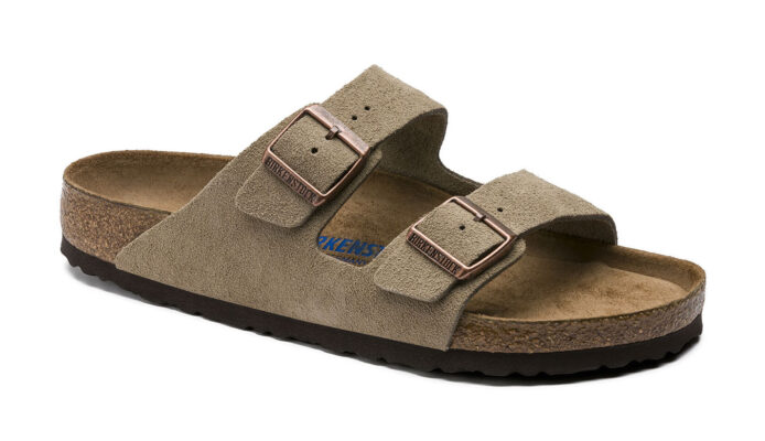 Birkenstock Arizona Soft Footbed Suede Leather Taupe Narrow Fit