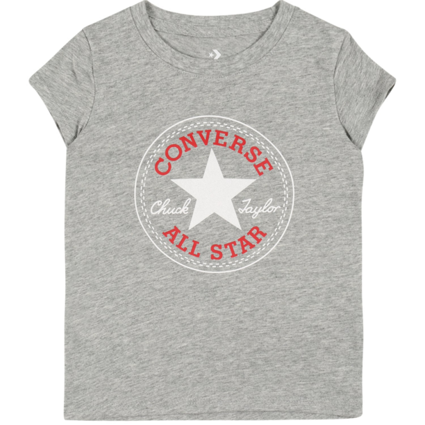 CONVERSE Tricou  gri amestecat / roșu / alb