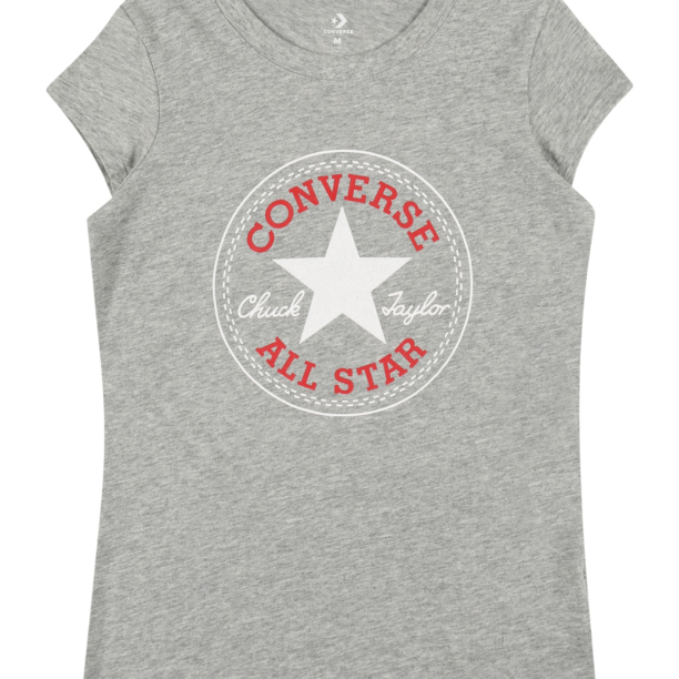 CONVERSE Tricou  gri / roșu / alb