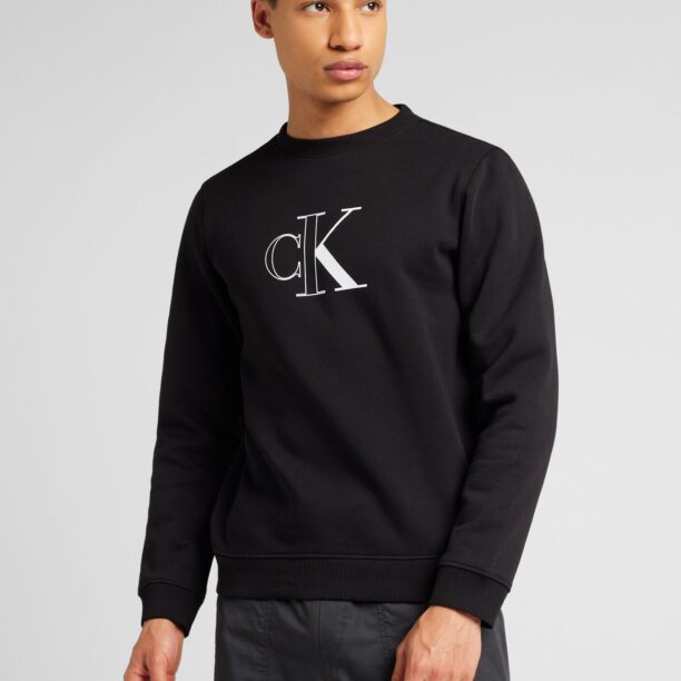 Calvin Klein Jeans Bluză de molton  negru / alb preţ