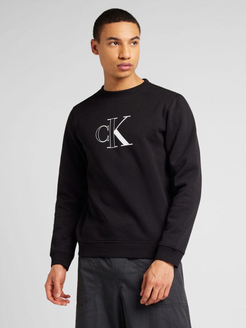 Calvin Klein Jeans Bluză de molton  negru / alb preţ