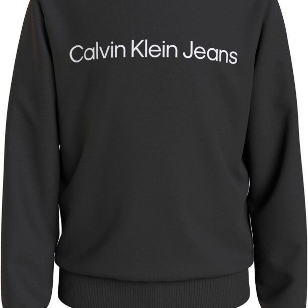 Calvin Klein Jeans Bluză de molton  negru / alb