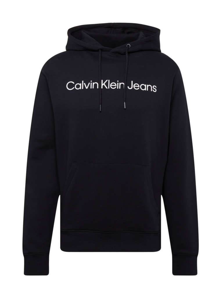 Calvin Klein Jeans Bluză de molton  negru / alb