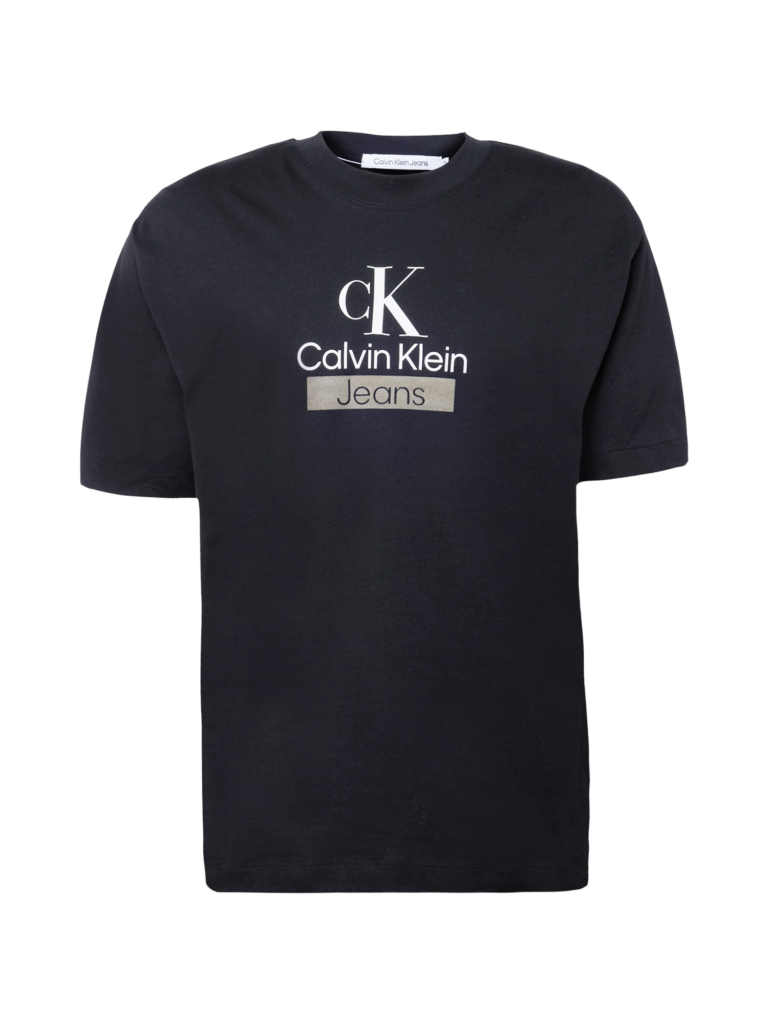 Calvin Klein Jeans Tricou  alb kitt / negru / alb