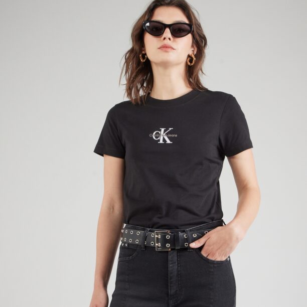 Calvin Klein Jeans Tricou  negru / alb