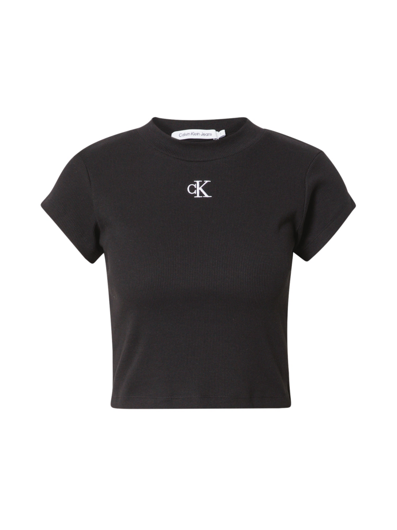 Calvin Klein Jeans Tricou  negru / alb