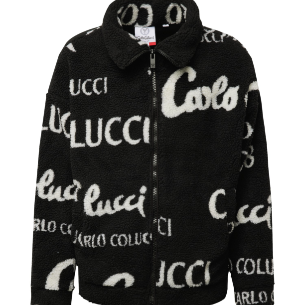 Carlo Colucci Jachetă  fleece  negru / alb murdar