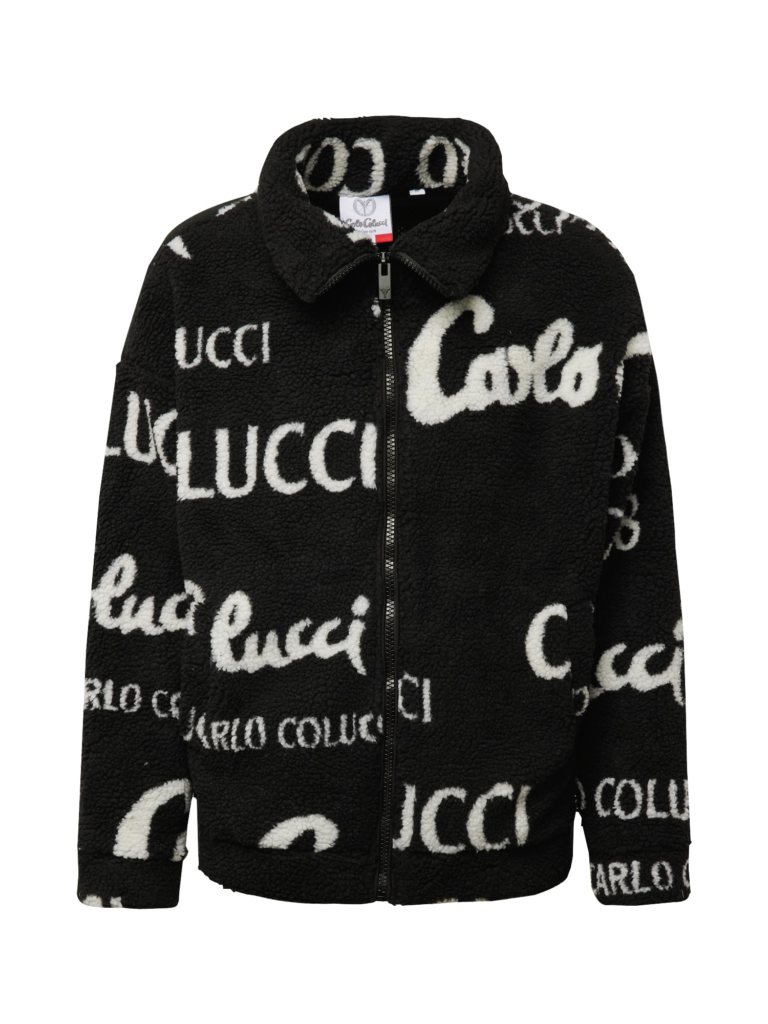 Carlo Colucci Jachetă  fleece  negru / alb murdar