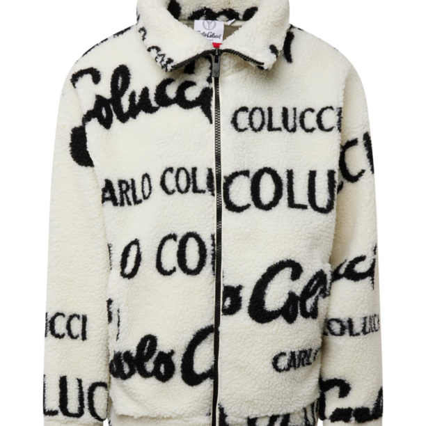 Carlo Colucci Jachetă  fleece  negru / alb murdar