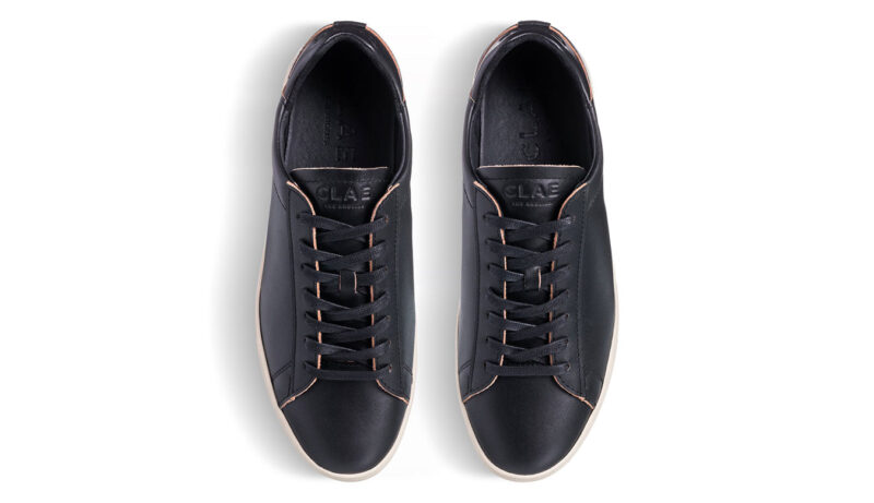 Preţ Clae Bradley Black Leather Raw Edge