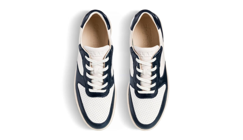 Original Clae Malone Navy Leather Off-White