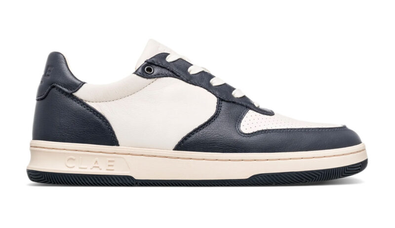 Clae Malone Navy Leather Off-White