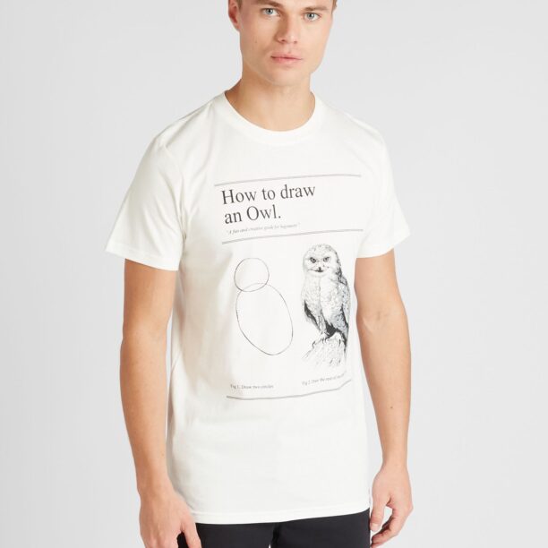 DEDICATED. Tricou 'Stockholm How to Draw an Owl'  negru / alb murdar