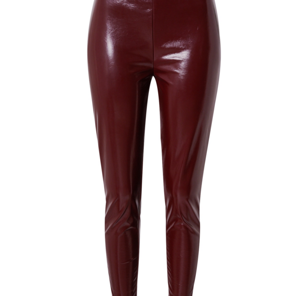 DELICATELOVE Leggings 'NELLI'  roșu bordeaux / negru / alb murdar