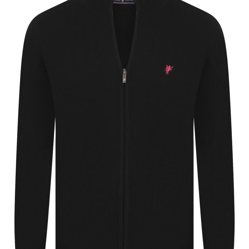 DENIM CULTURE Geacă tricotată 'Leopoldo'  fucsia / negru