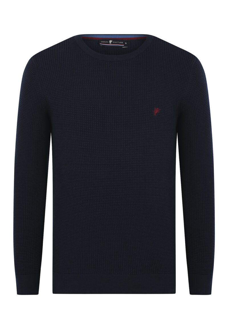 DENIM CULTURE Pulover 'Pullover 'Alijan'  bleumarin / roșu bordeaux