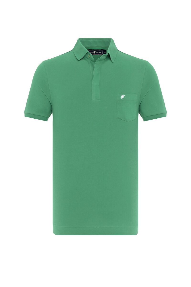 DENIM CULTURE Tricou ' ALARIC '  verde / alb