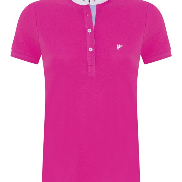 DENIM CULTURE Tricou 'Kelly'  fucsia / alb