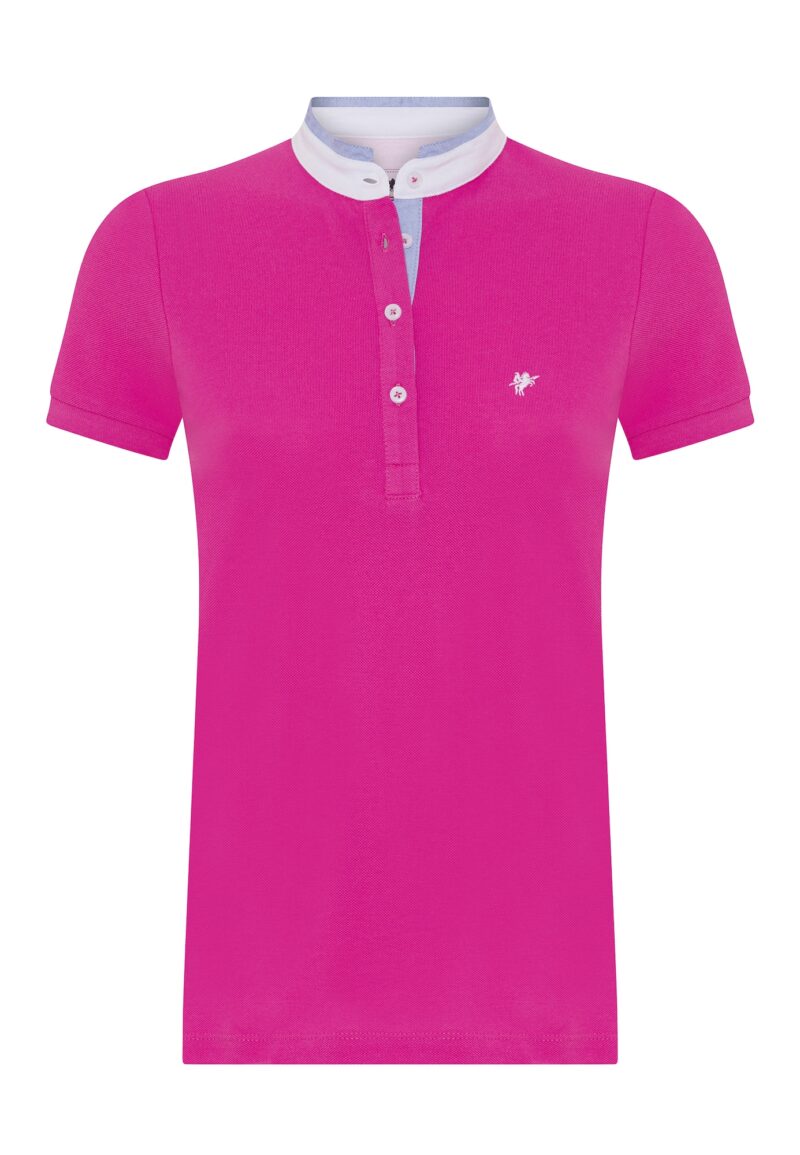 DENIM CULTURE Tricou 'Kelly'  fucsia / alb