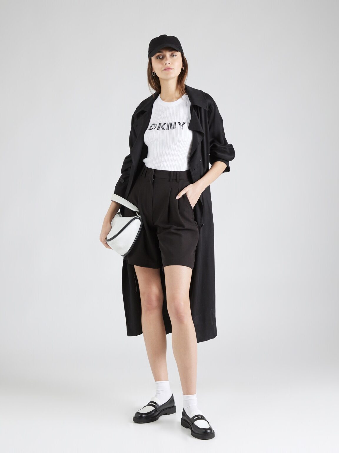 Cumpăra DKNY Top brodat  negru / alb