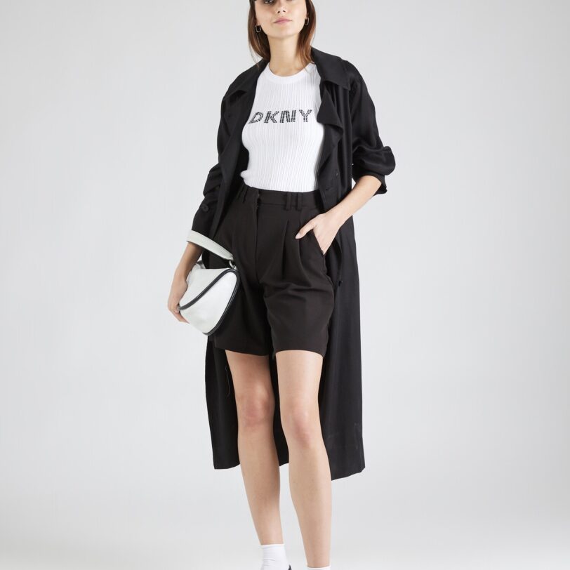Cumpăra DKNY Top brodat  negru / alb