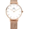 Daniel Wellington Ceas analogic 'Petite Melrose RG White'  auriu - roz