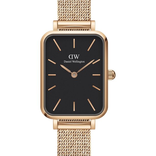 Daniel Wellington Ceas analogic 'Quadro Pressed Melrose RG Black'  auriu - roz / negru