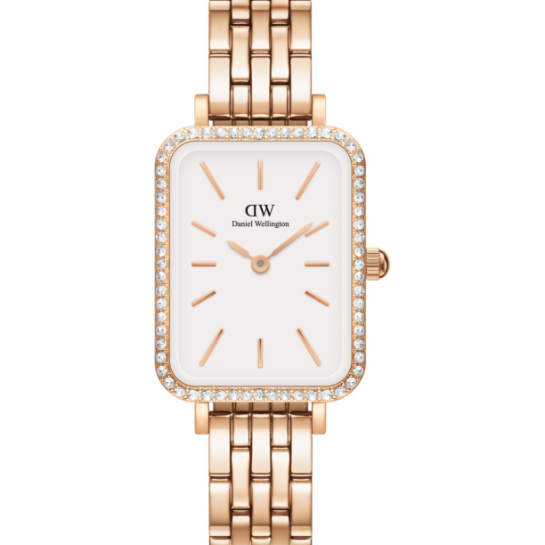 Daniel Wellington Ceas analogic 'Quadro'  auriu - roz / transparent / alb