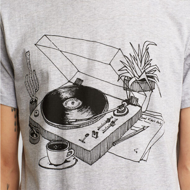 Dedicated T-shirt Stockholm Coffee Vinyl Grey Melange preţ