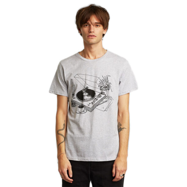 Dedicated T-shirt Stockholm Coffee Vinyl Grey Melange