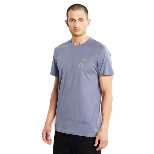 Dedicated T-shirt Stockholm Lucas Globe Walk Stone Blue